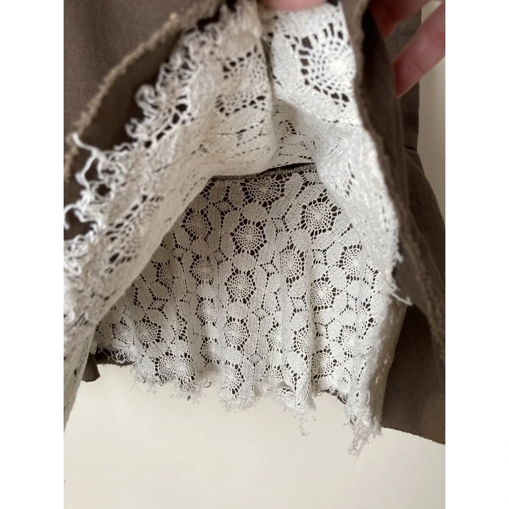 Robert  Rodriguez Skirt  Brown‎ Size 4 Fit ruffle Lace Cottagecore